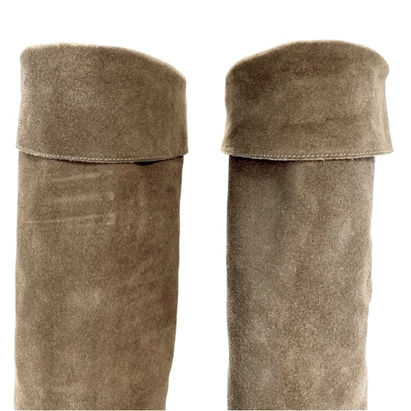 ALDO | Suede Leather Knee High Cuffed Boots Taupe Size 6.5 - Picture 9 of 15